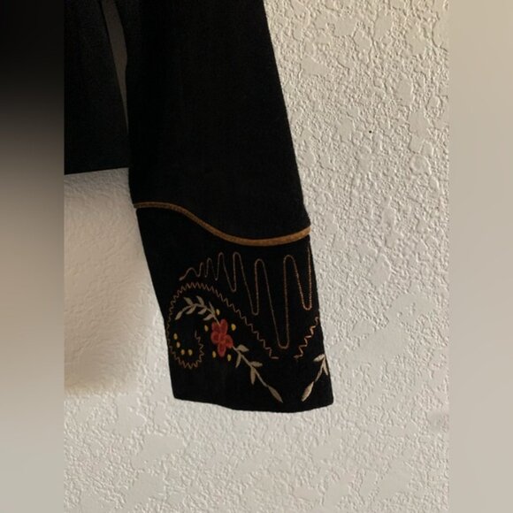 Scully Womens Black Floral Suede Leather Button Western Rodeo Jacket Size 8 - Picture 5 of 12